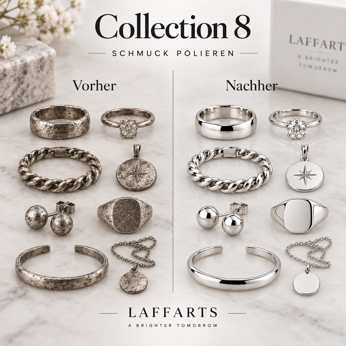 Silberschmuck Collection 8 polieren – Vorher Nachher | LAFFARTS