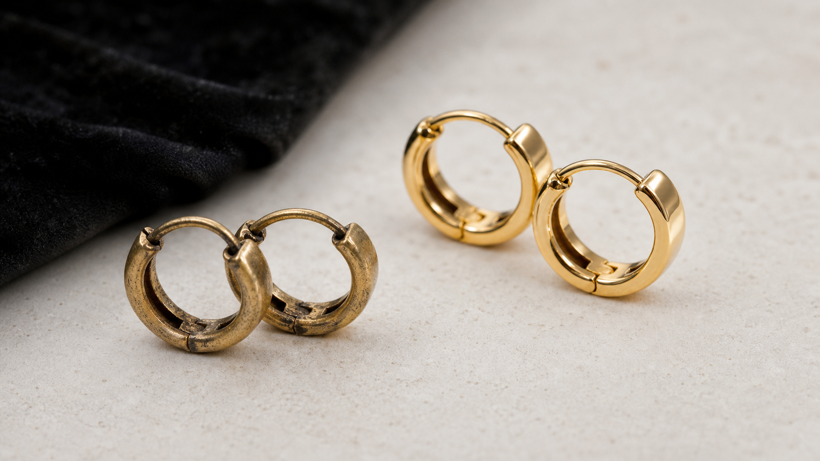 Ohrschmuck vergolden lassen - Creolen mit abgetragenen Kontaktstellen und neuer Goldauflage
