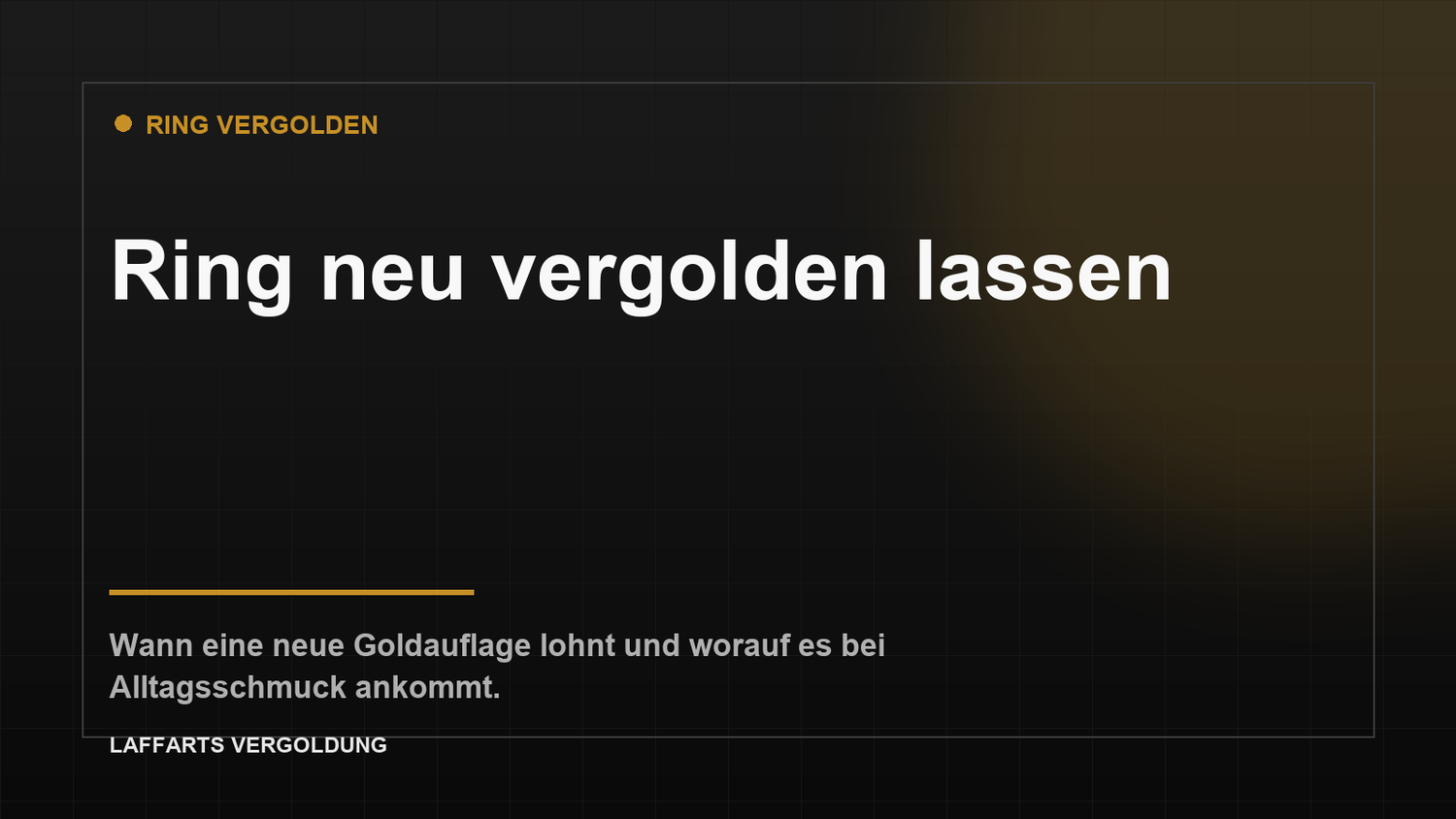 Ring neu vergolden lassen - LAFFARTS Blog Titelbild