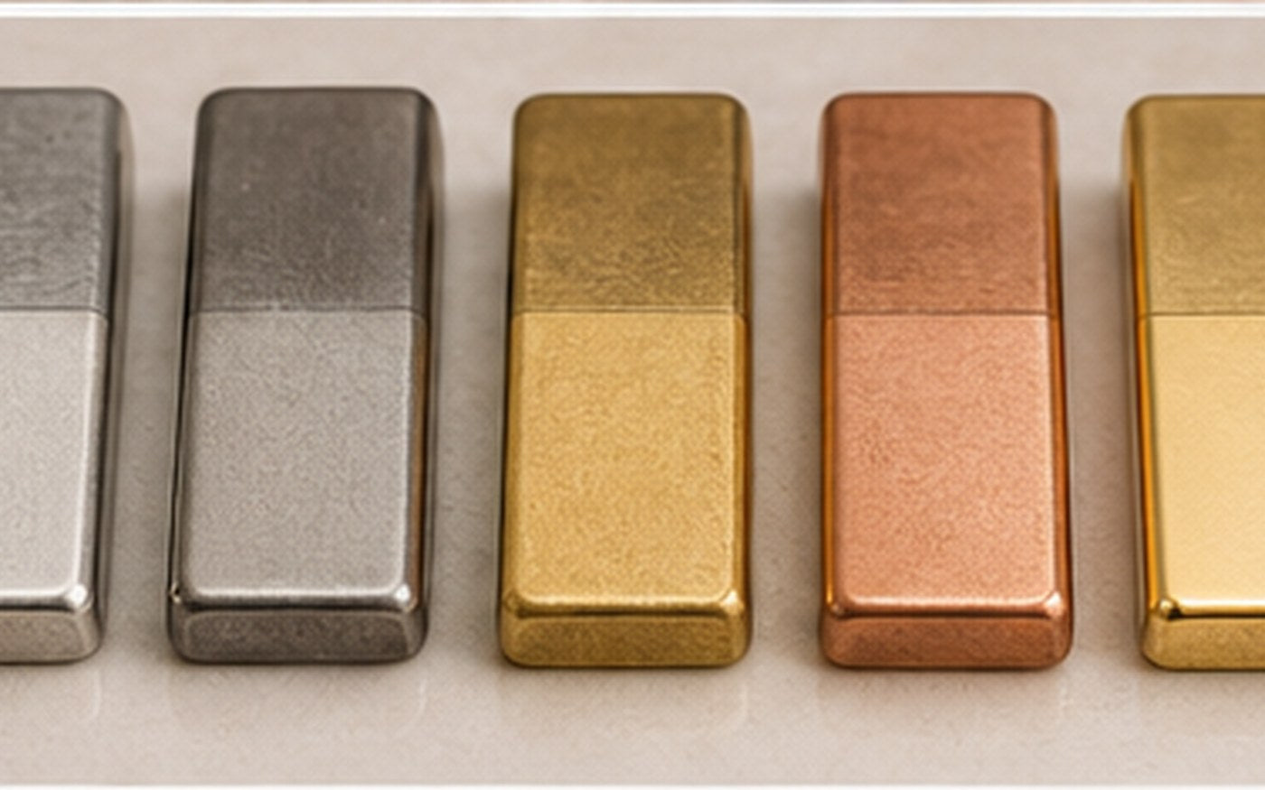 Edelstahl Silber Messing Kupfer vergolden - Metallproben und Goldauflage
