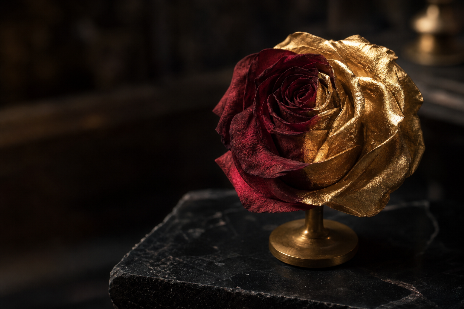 Rose vergolden lassen - Beispiel fuer Objektpruefung und Goldwirkung
