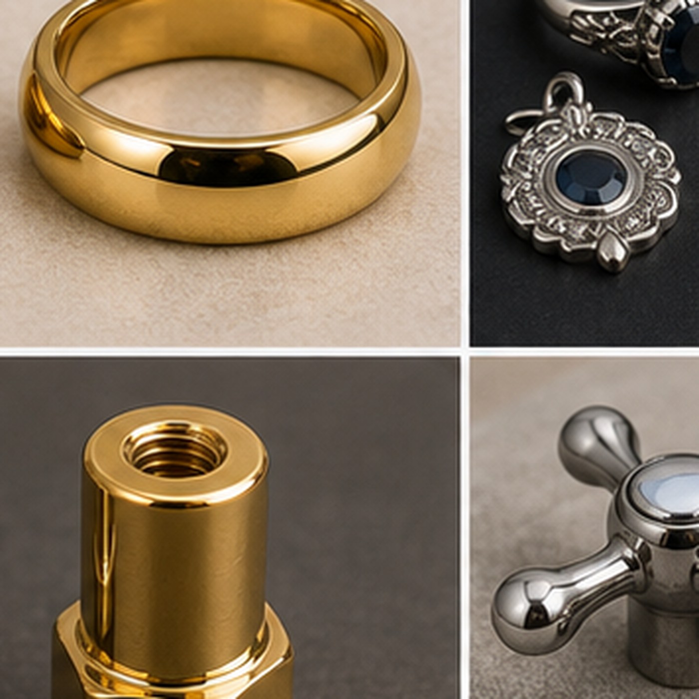 Silber Schmuck vergolden lassen - vorher nachher Goldauflage Detailaufnahme