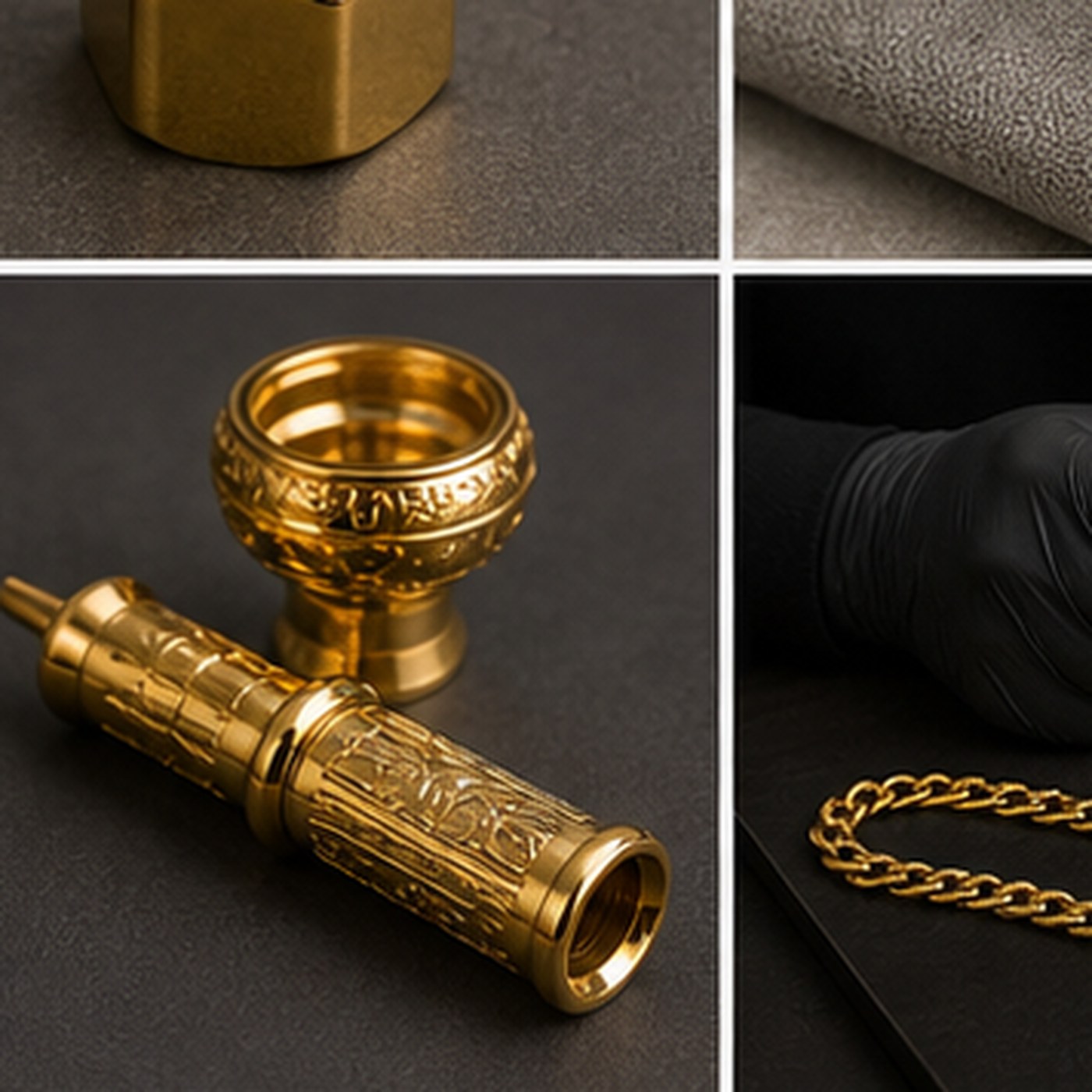 Chrom vergolden lassen - Armatur und Chromteil vor und nach Goldveredelung Detailaufnahme