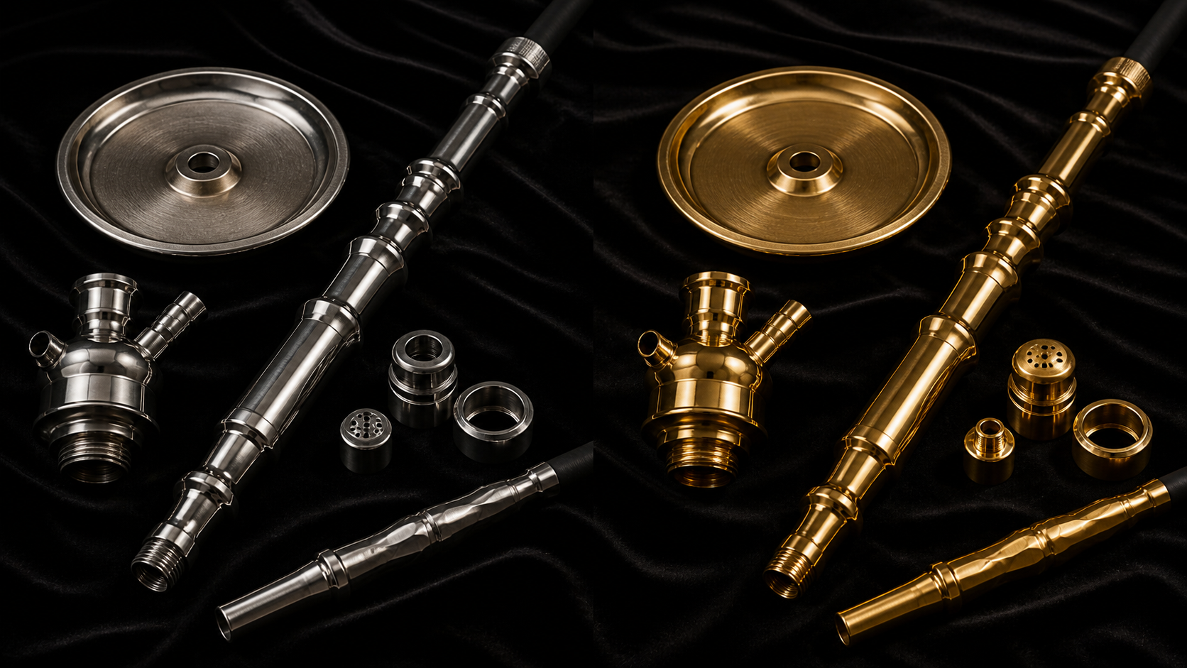 Shisha vergolden lassen - Shisha Metallteile vor und nach der Vergoldung