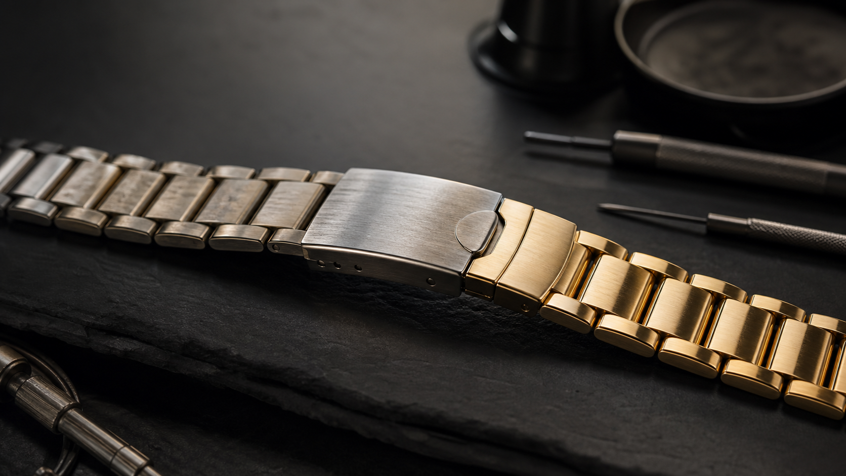 Uhrenarmband vergolden lassen - Schließe und Glieder mit neuer Goldauflage